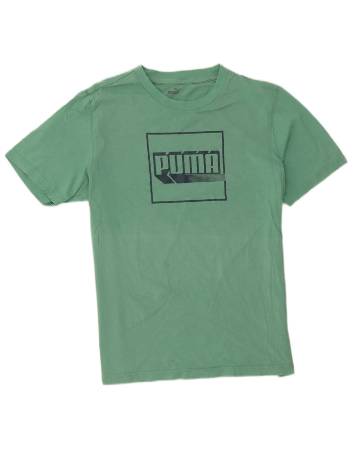 Męska koszulka z grafiką Puma, średnia, turkusowa bawełna