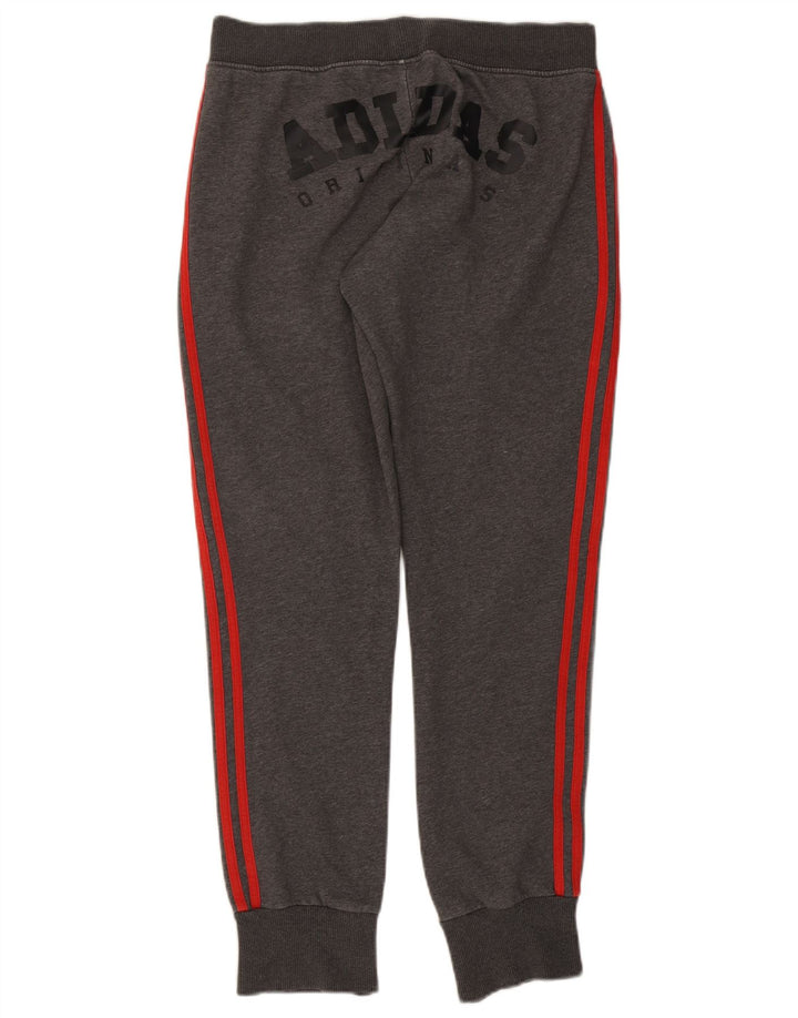Męskie spodnie dresowe ADIDAS z grafiką, średnioszare, bawełniane