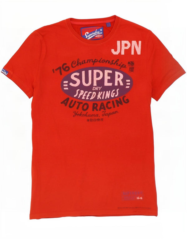 Męski T-shirt z grafiką Superdry, bawełniany, średni czerwony