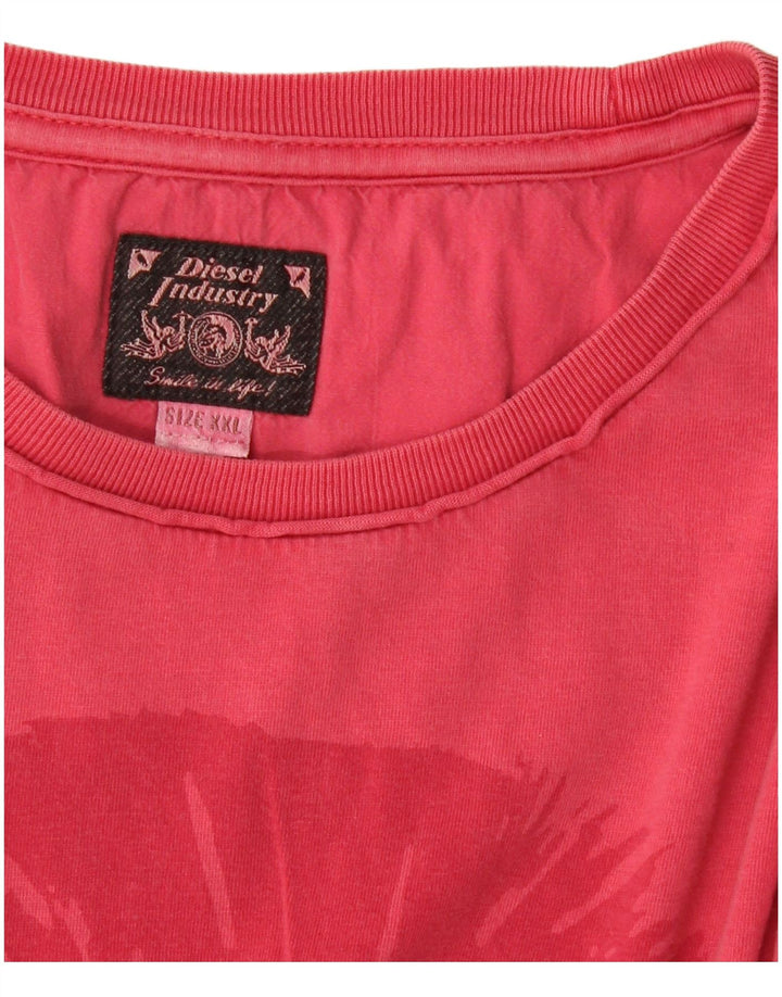 Męski T-shirt z grafiką DIESEL, 2XL, różowy