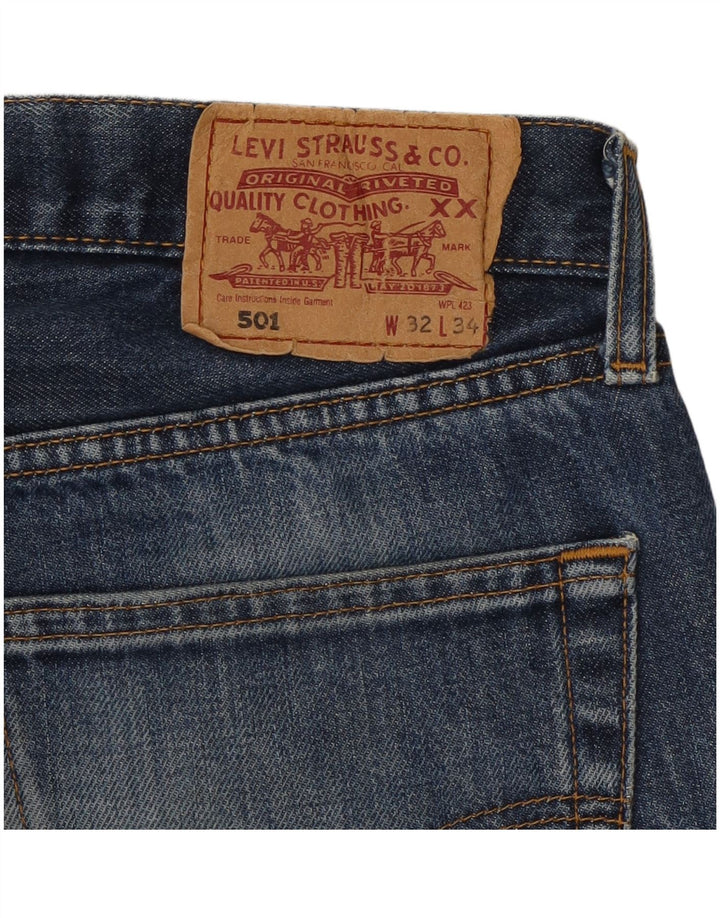 Męskie bermudy dżinsowe LEVI'S 501 W32 Średnioniebieskie bawełniane