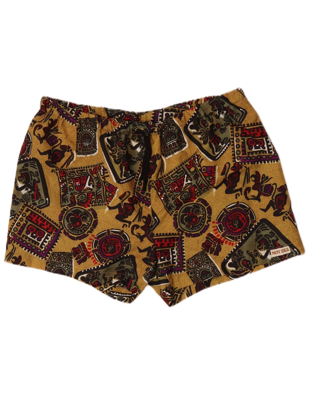Męskie spodenki kąpielowe Vintage w abstrakcyjny wzór XL, żółte