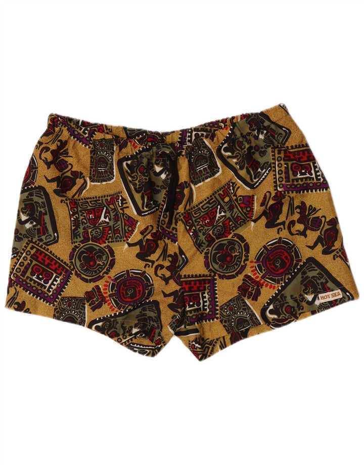 Męskie spodenki kąpielowe Vintage w abstrakcyjny wzór XL, żółte