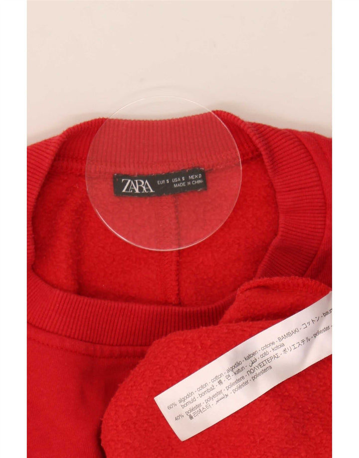 Damski sweter oversize Zara UK 10, mały, czerwony, bawełniany