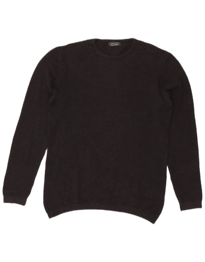 Męski sweter z okrągłym dekoltem Zara, duży, czarny