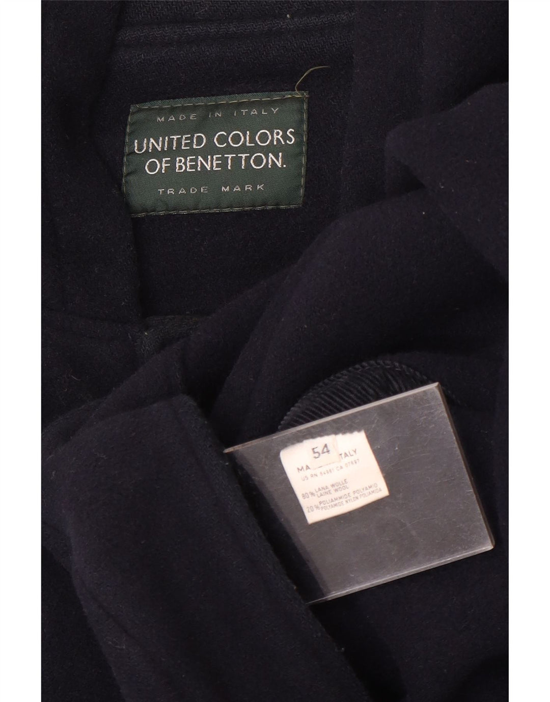 BENETTON Męski budrysówka z kapturem IT 54 2XL Granatowa wełna