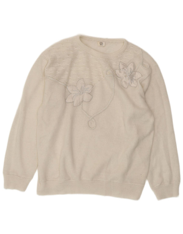 CHARLES VOGELE Damski sweter z okrągłym dekoltem UK 18 XL w białe kwiaty