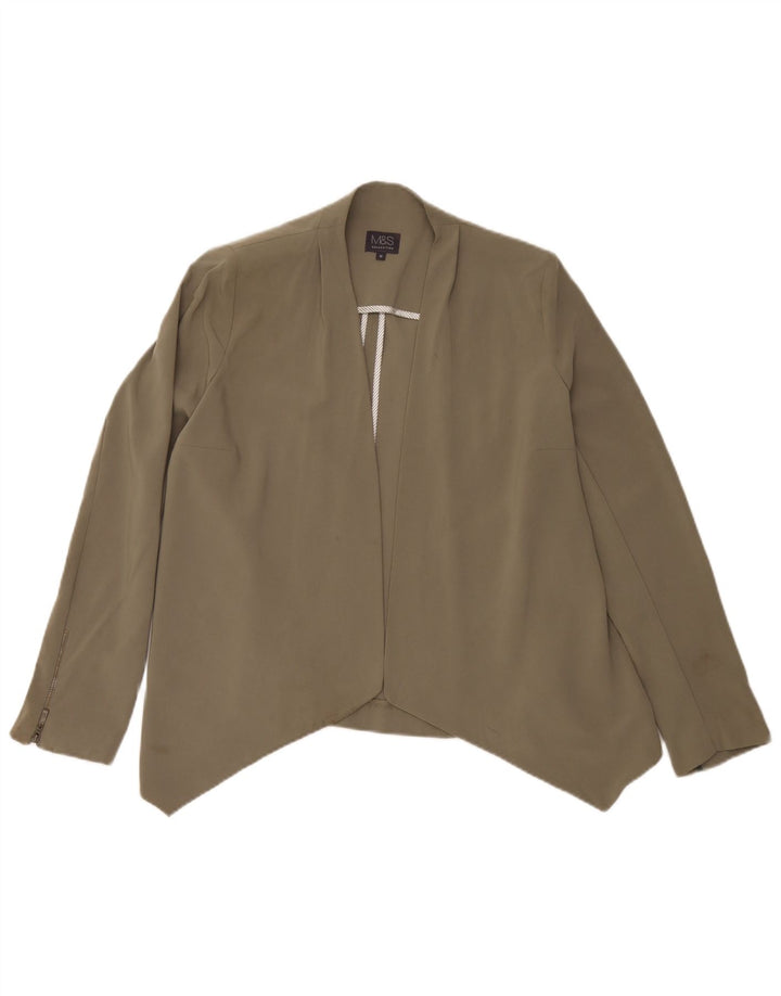 Marks & Spencer Damski kardigan Top UK 10, mały, khaki, poliester