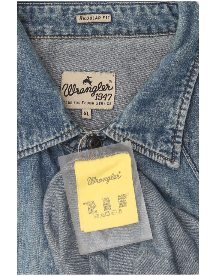Męska koszula dżinsowa Wrangler o regularnym kroju XL, niebieska, bawełniana