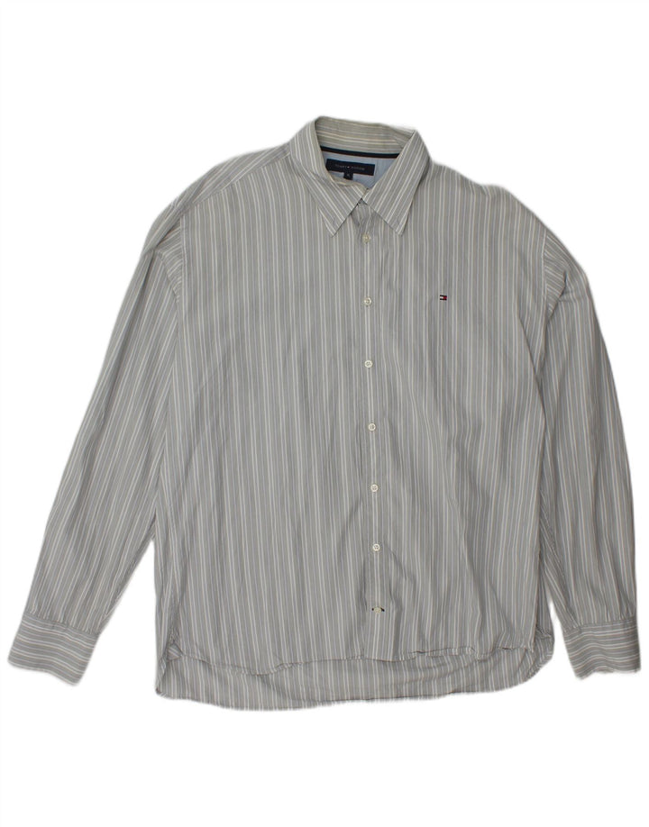 Koszula męska TOMMY HILFIGER XL, szara, bawełniana w paski