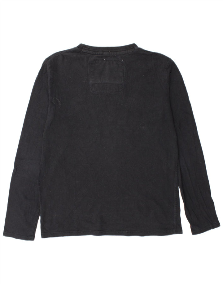 SUPERDRY Męski graficzny top z długim rękawem, duży, czarny, bawełniany