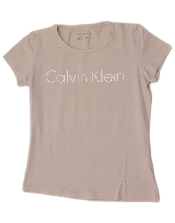 Damska koszulka graficzna Calvin Klein Jeans Top UK 12 Medium White