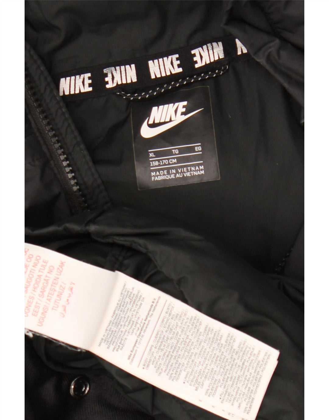Chłopięca wyściełana kurtka z kapturem i kapturem Nike 13-14 lat XL, czarna, poliestrowa
