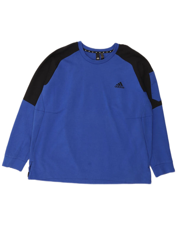 Bluza męska Adidas Jumper 2XL Niebieska bawełna z blokami kolorów