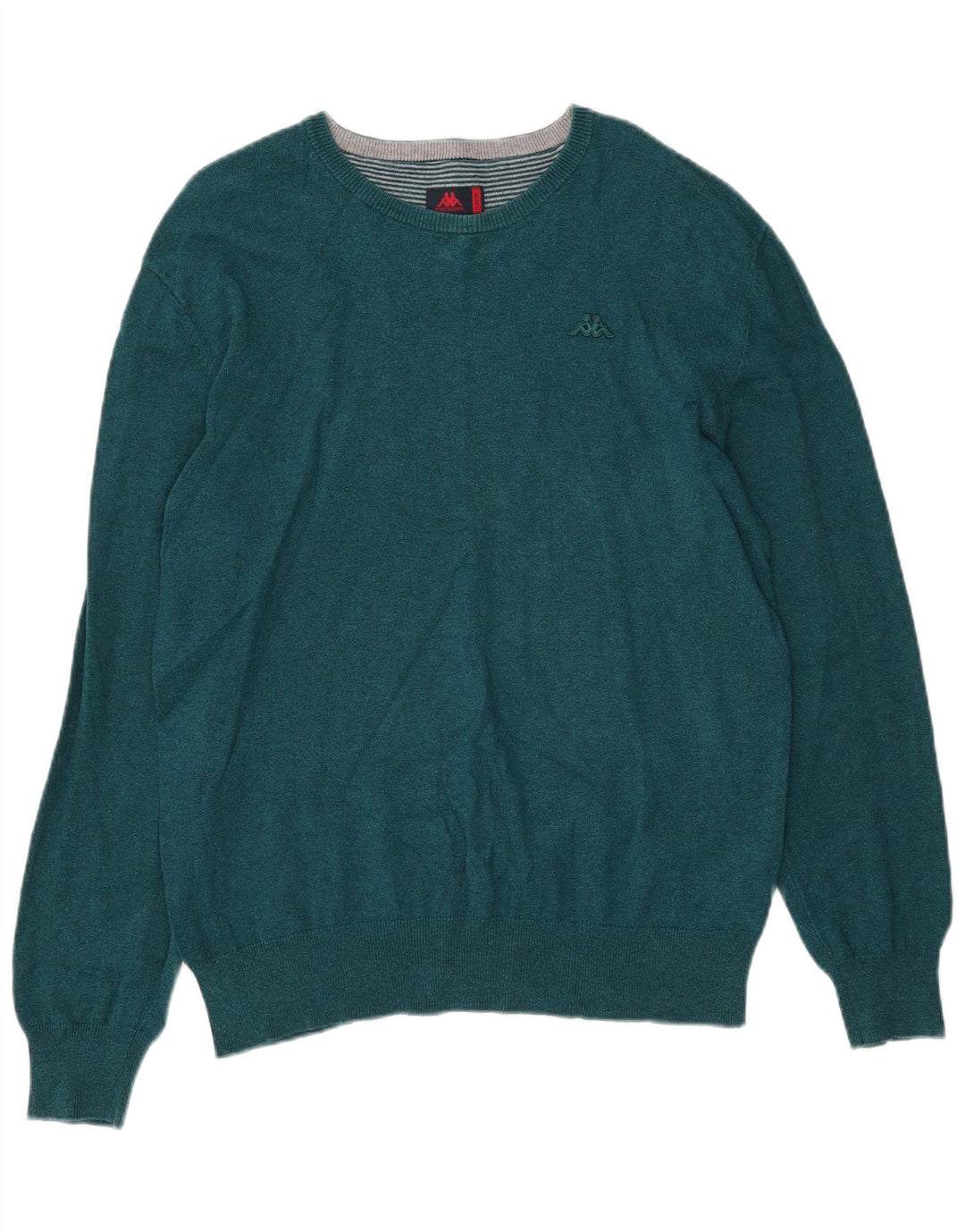 Męski sweter Kappa z dekoltem w łódkę, duży, zielony, bawełniany