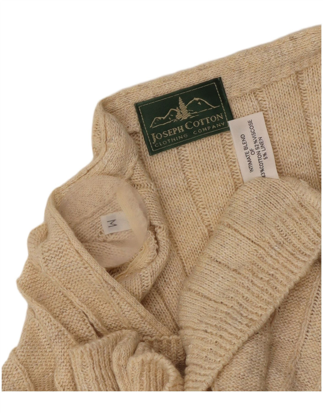 Sweter męski w stylu vintage, średnio beżowy, bawełniany