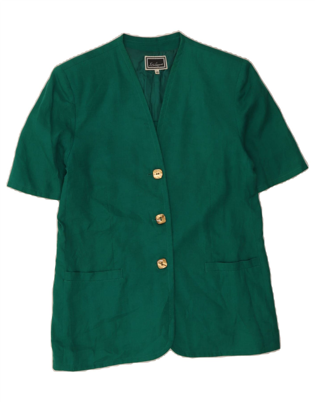 LUISA SPAGNOLI Womens 3 Button Short Sleeve Blazer Jacket IT 48 XL Green Vintage Luisa Spagnoli and Second-Hand Luisa Spagnoli from Messina Hembry 