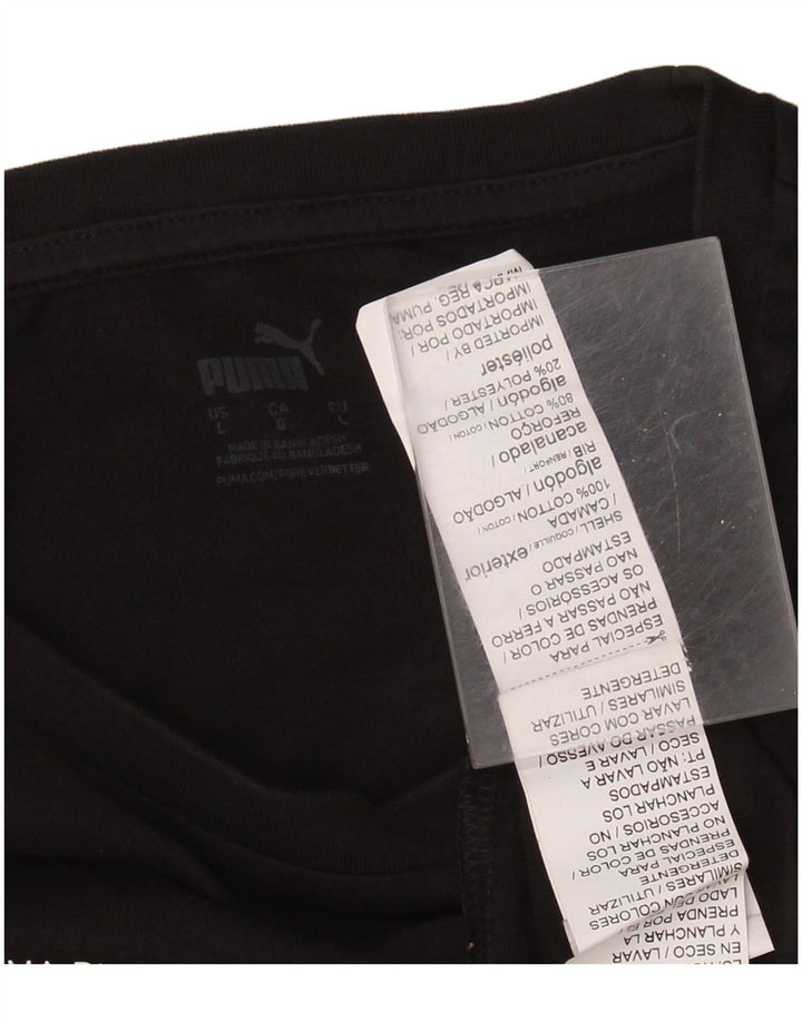 Męski T-shirt z grafiką PUMA, duży, czarny, bawełniany