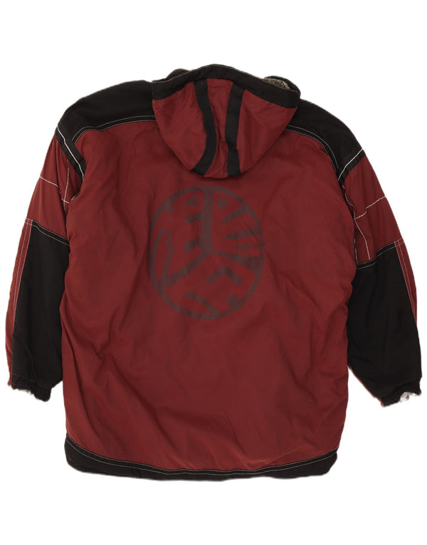 Męska kurtka narciarska Tokka Tribe z kapturem UK 40, duża, bordowa, z blokami kolorów