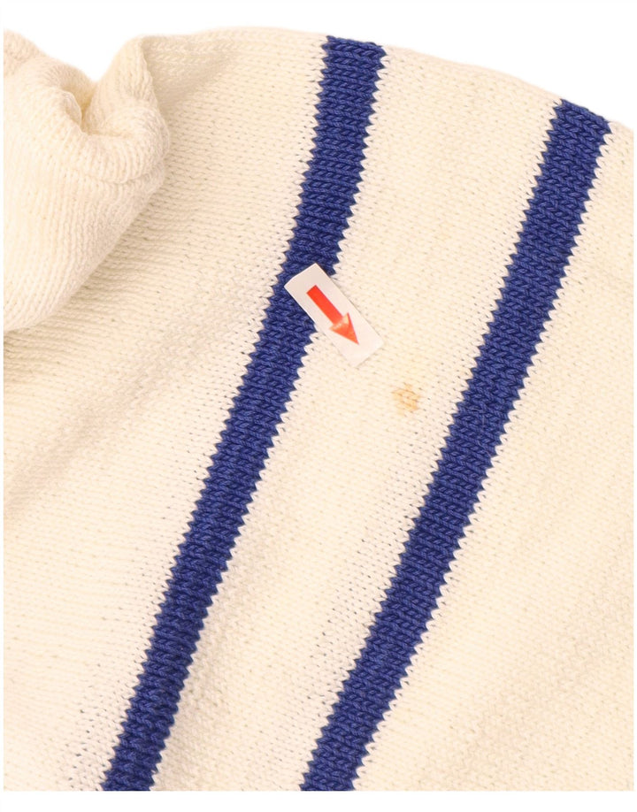 Męski sweter z golfem w stylu vintage, średnio biały, geometryczny