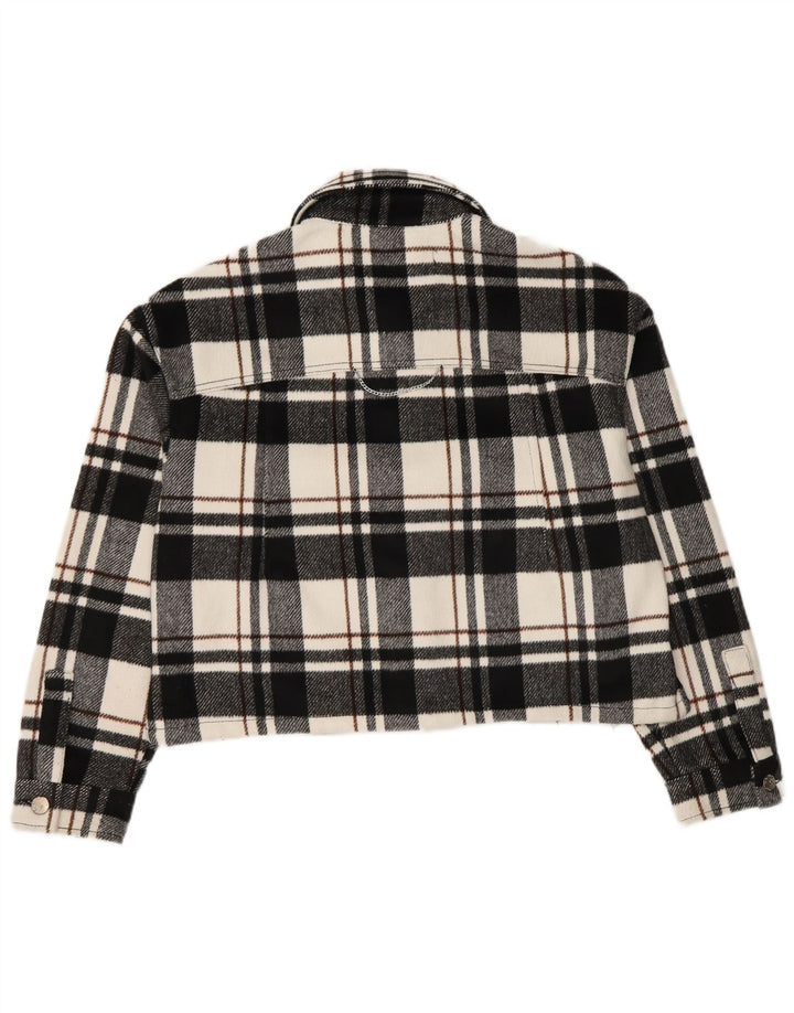 Damska krótka kurtka bomberka Zara Oversize UK 6 XS, poliester w czarną kratkę