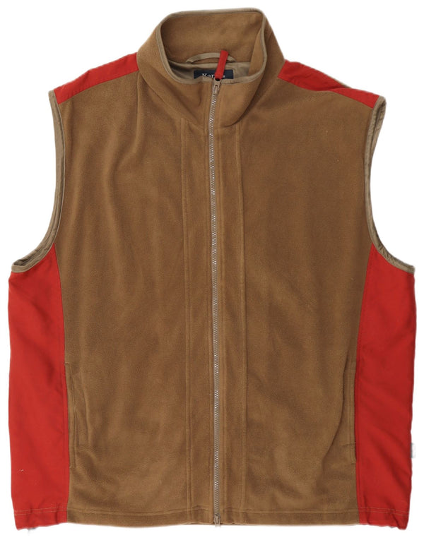 Męska kamizelka polarowa Kartel UK 40, duża, beżowa, z blokami kolorów, poliestrowa