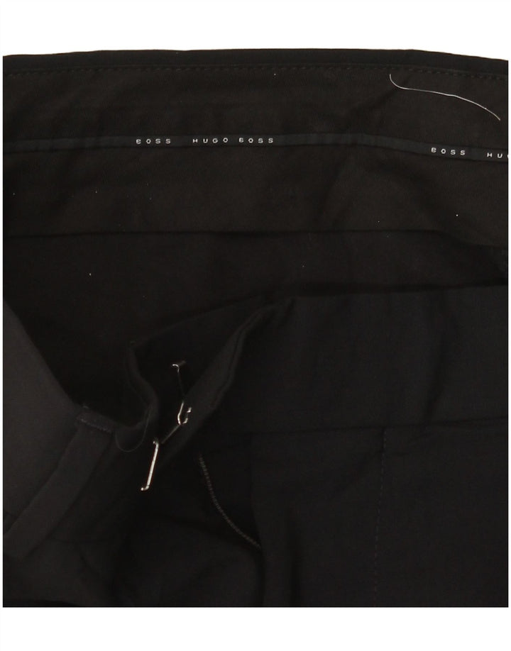 Damskie proste spodnie garniturowe Hugo Boss W36 L30 Czarne
