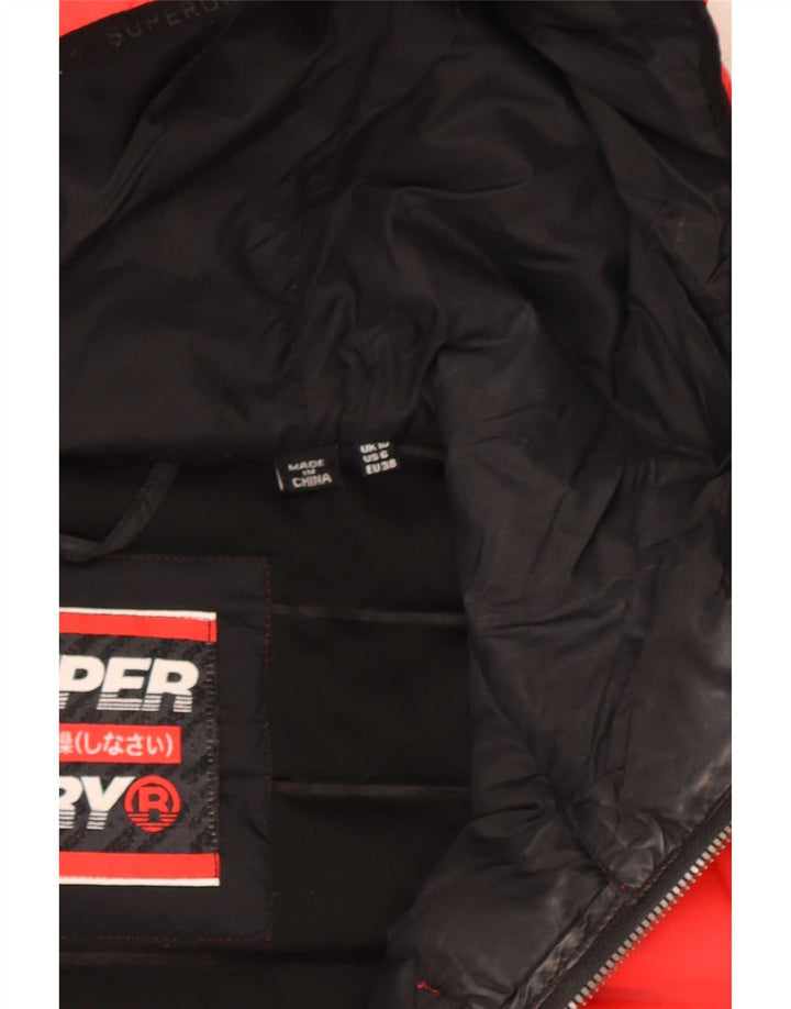 Damska wyściełana kurtka z kapturem Superdry UK 10, mała, czerwona, poliester