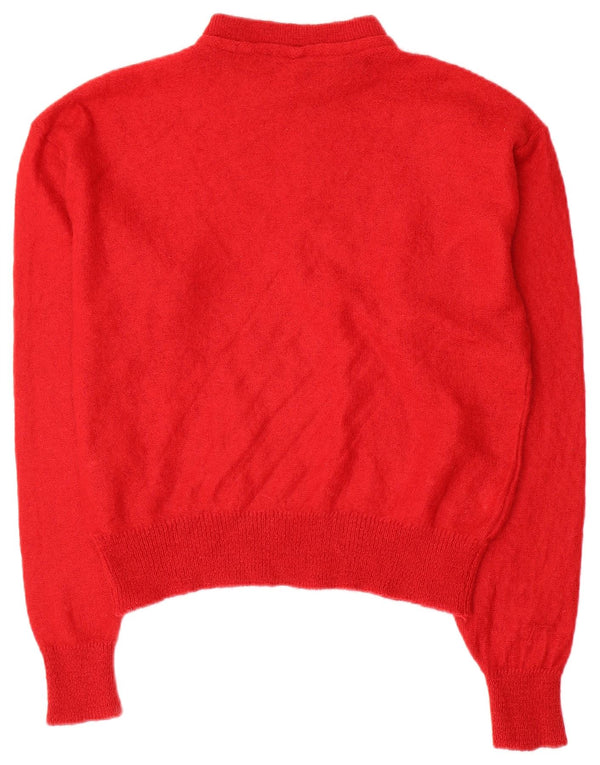 Sweter damski w stylu vintage z golfem UK 12 w kolorze średniej czerwieni