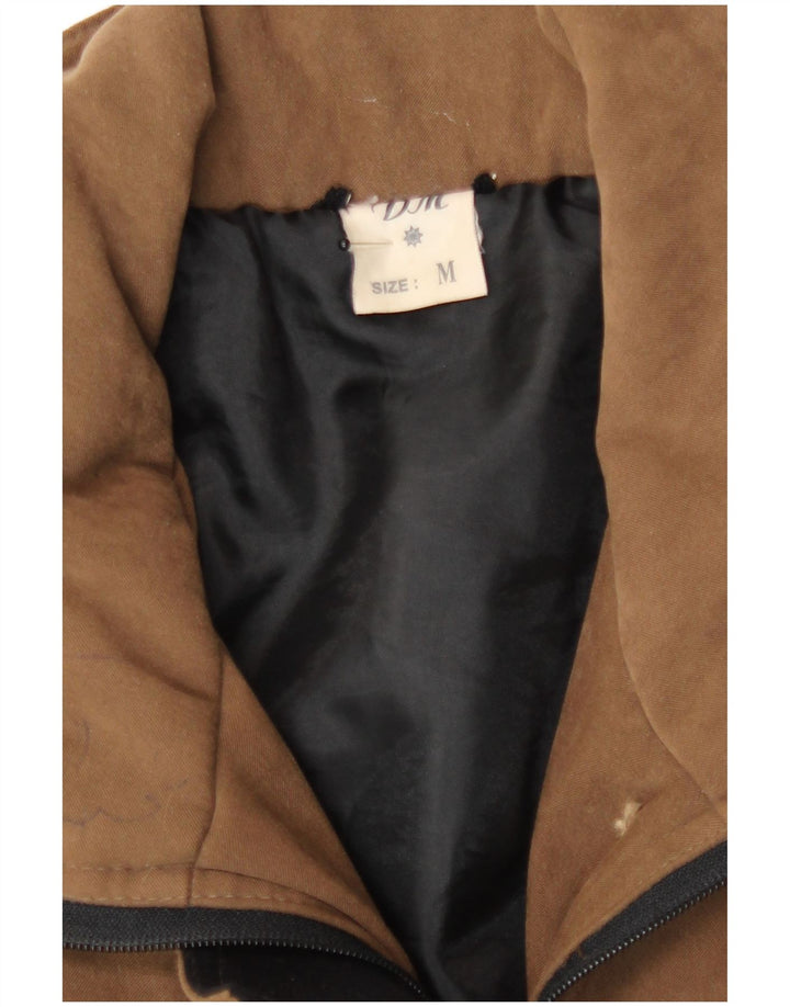 Vintage damski płaszcz oversize UK 14 w kolorze średniego brązu, poliamid blokowy