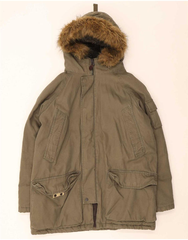 Timberland Męska kurtka parka z kapturem UK 40 Large Khaki Poliester