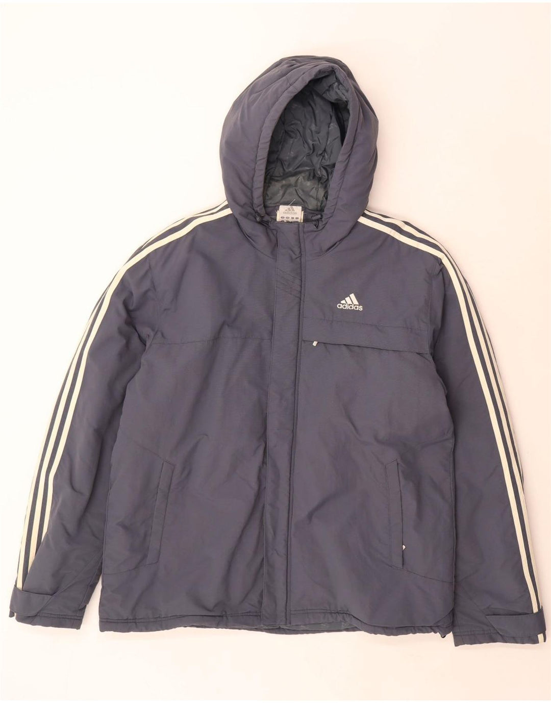 Męska ocieplana kurtka z kapturem Adidas UK 40, duża, szara, poliamidowa