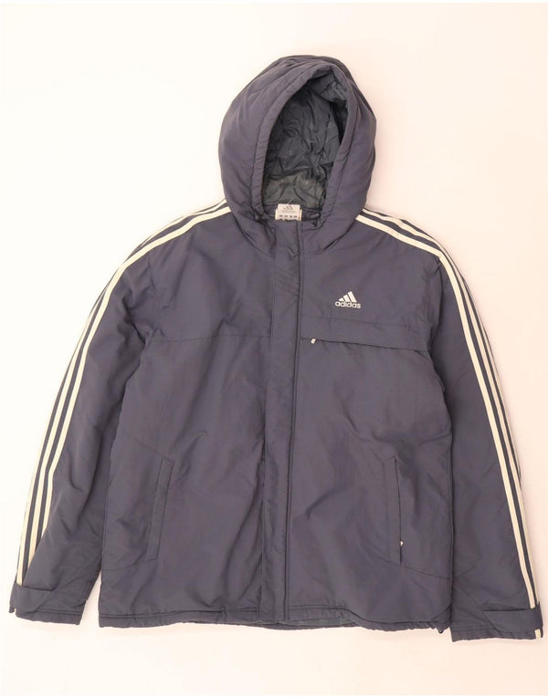 Męska ocieplana kurtka z kapturem Adidas UK 40, duża, szara, poliamidowa