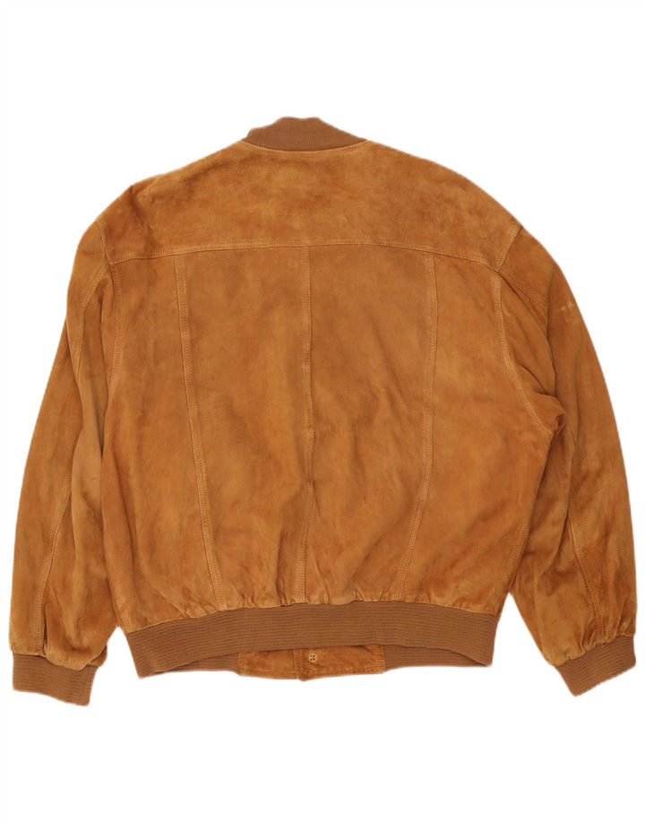 Vintage męska zamszowa kurtka bomber IT 50 duża brązowa skóra