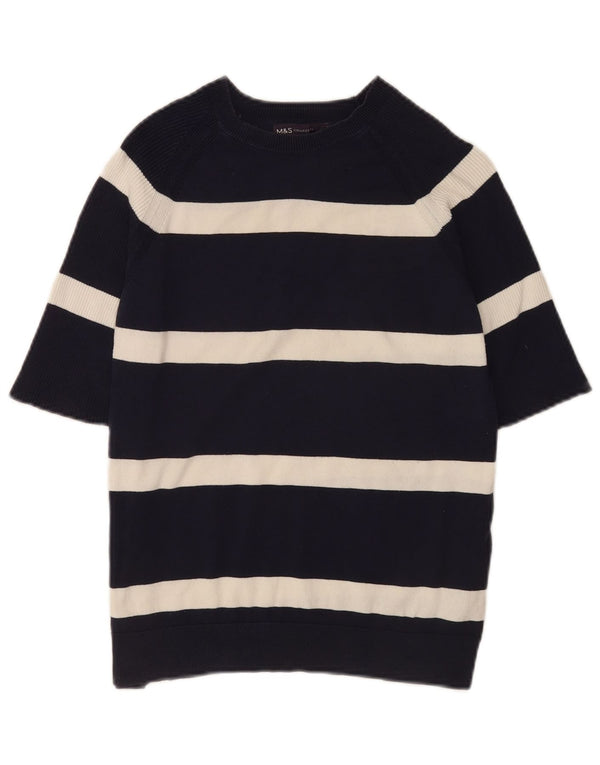 Marks & Spencer Damski sweter z dekoltem w łódkę, UK 12, średnie czarne paski