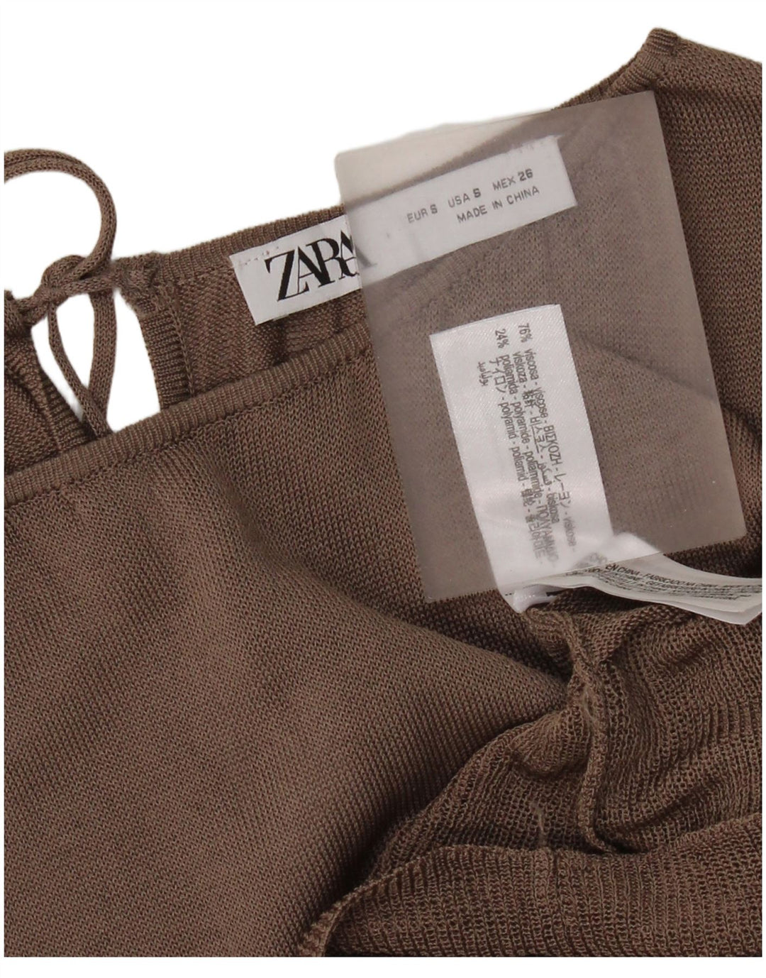 Damska bluzka oversize z długim rękawem Zara Top UK 10 Small Brown Colourblock