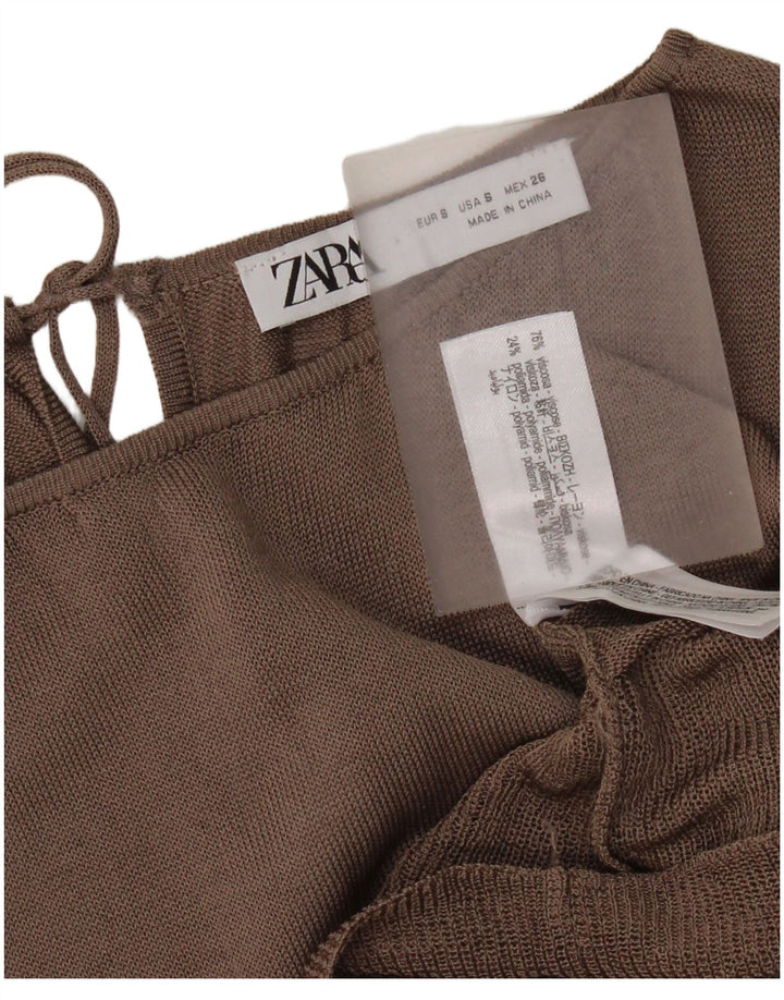 Damska bluzka oversize z długim rękawem Zara Top UK 10 Small Brown Colourblock