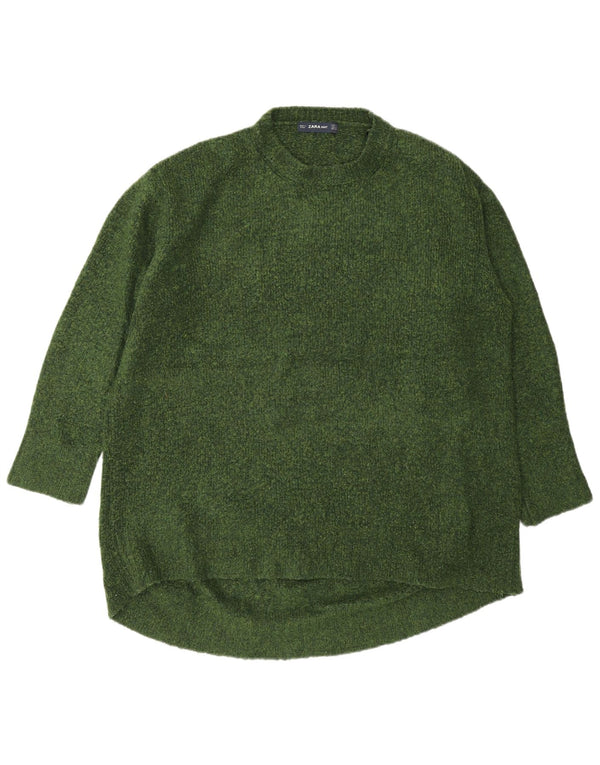 Damski sweter oversize z wycięciem pod szyją Zara UK 10 Mały zielony akryl