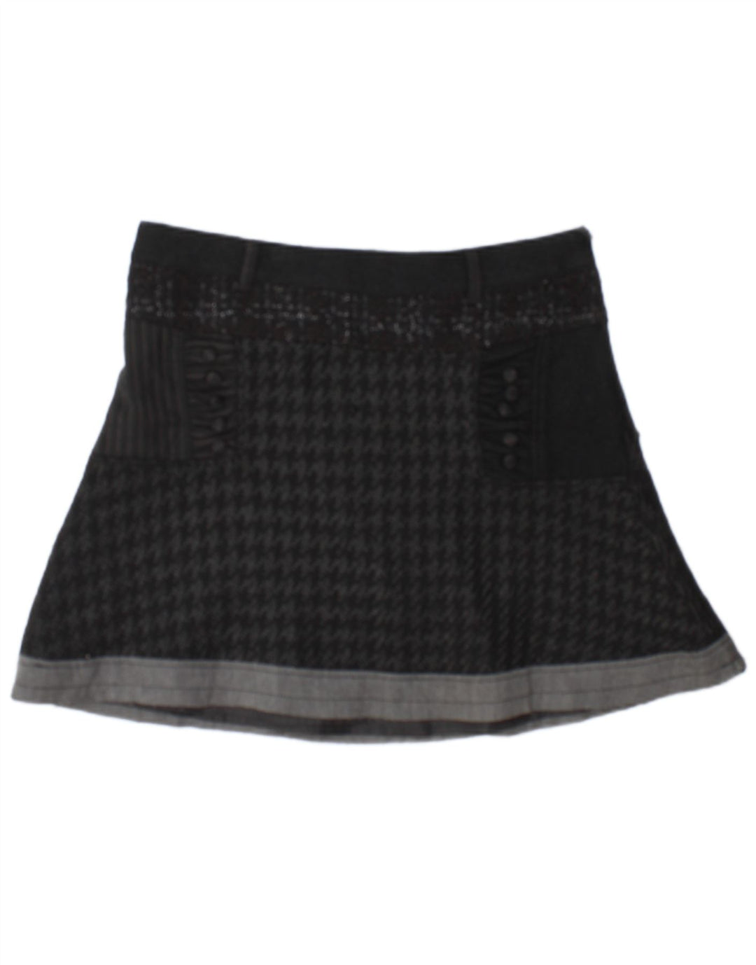 Damska spódniczka mini Desigual EU 42 Large W34 Czarna pepitka, poliester