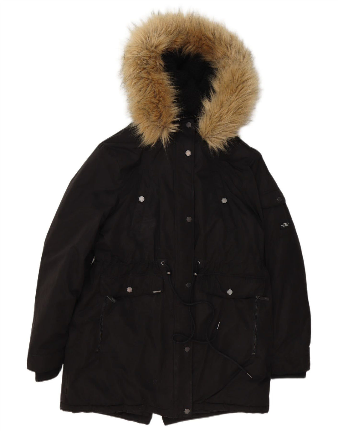Damska kurtka typu parka oversize Superdry UK 16, duża, czarna, z poliestru