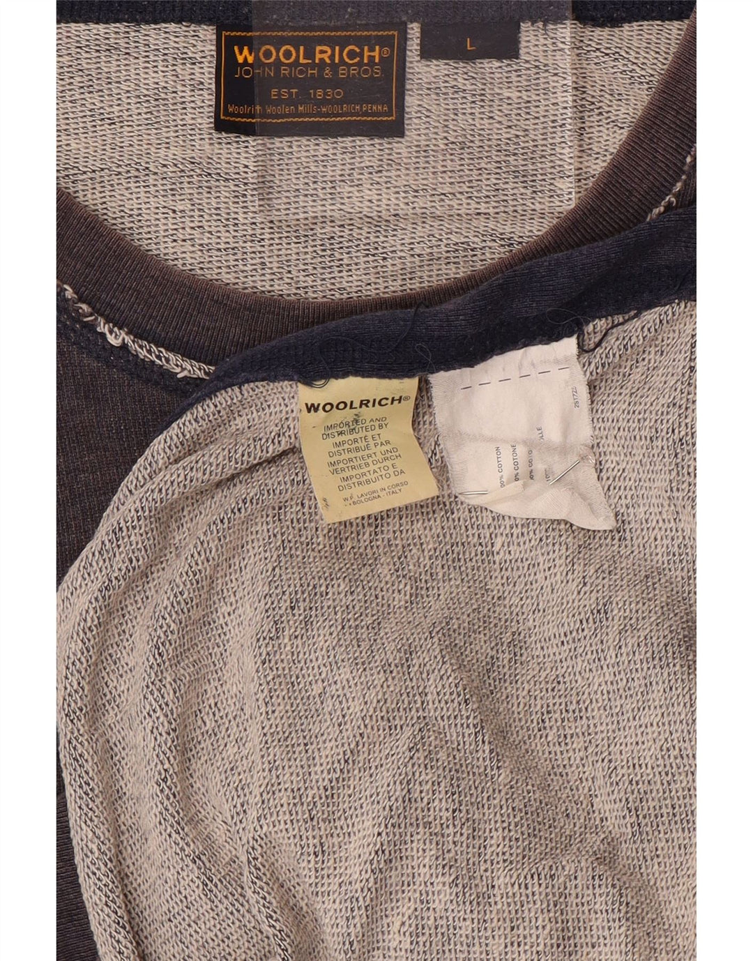 Męska bluza z grafiką Woolrich, duża, granatowa, bawełniana