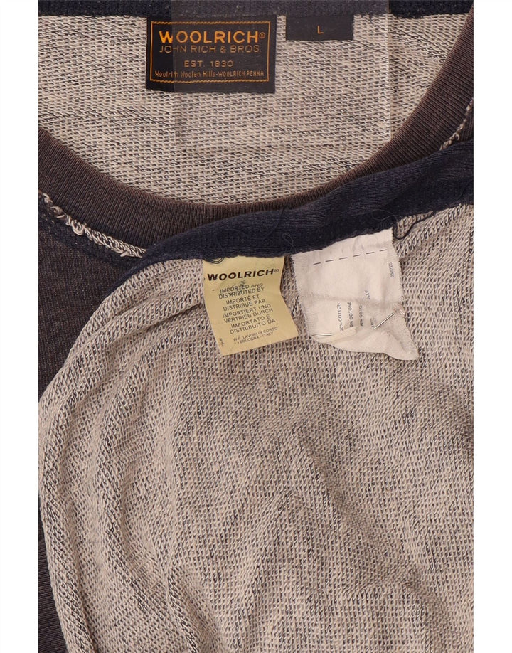 Męska bluza z grafiką Woolrich, duża, granatowa, bawełniana