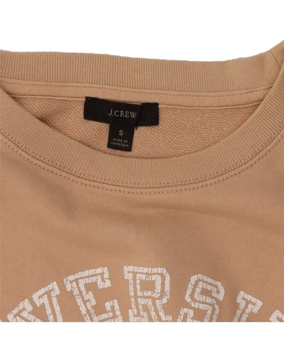J. CREW Womens Oversized Graphic Sweatshirt Jumper UK 10 Small Beige Vintage J. Crew and Second-Hand J. Crew from Messina Hembry 