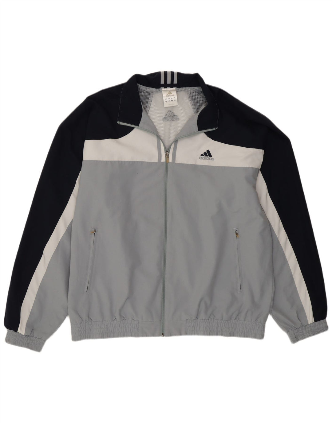 Męska kurtka dresowa Adidas UK 46/48 XL Szary poliester z blokami kolorów