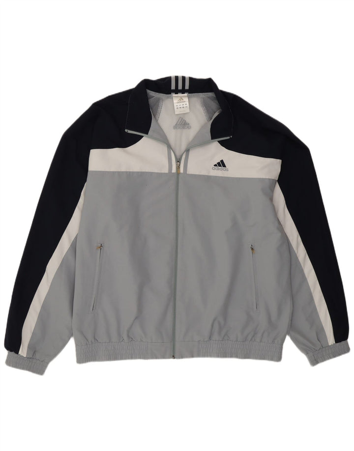 Męska kurtka dresowa Adidas UK 46/48 XL Szary poliester z blokami kolorów