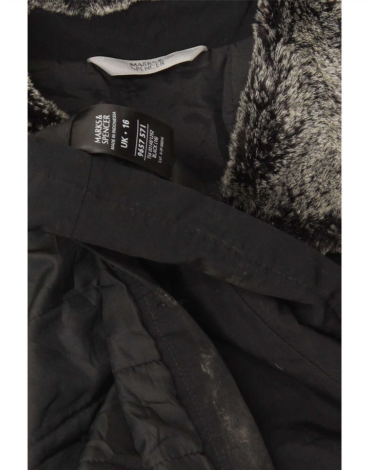 Marks & Spencer Damska kurtka oversize UK 16, duża, czarna, akrylowa