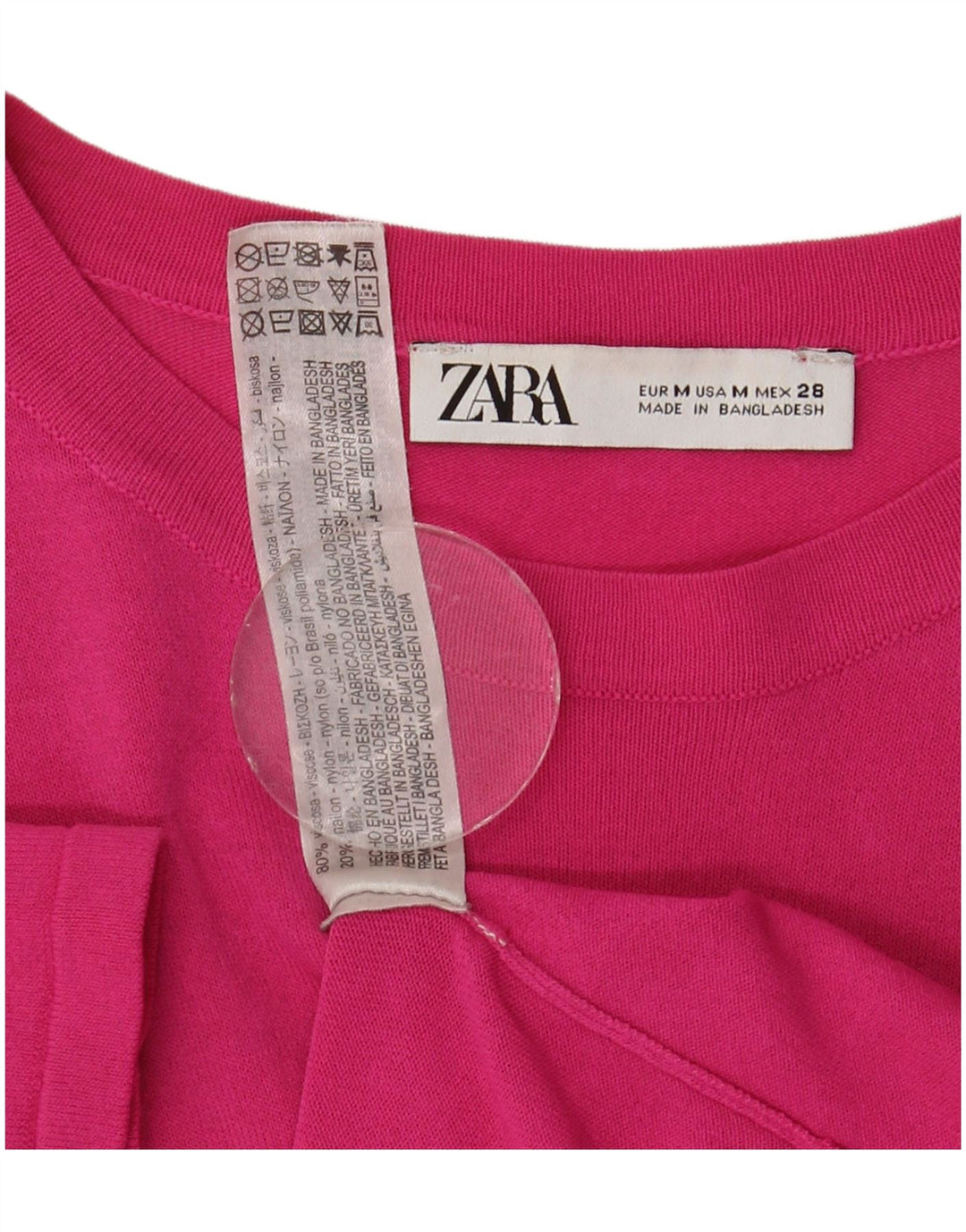 T-shirt damski Zara Top UK 12 Średni różowy wiskoza