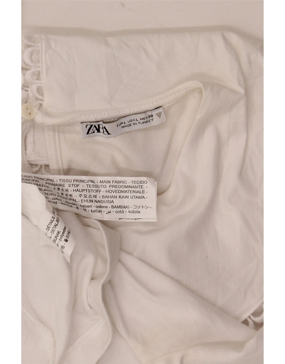 Bluzka damska Zara Top UK 14, duża, biała bawełna