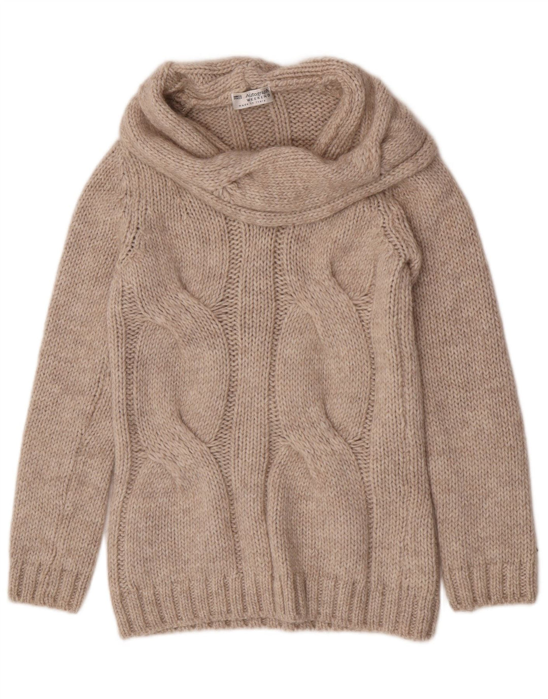 Marks & Spencer Damski sweter z golfem UK 8 Small Beżowy Akryl