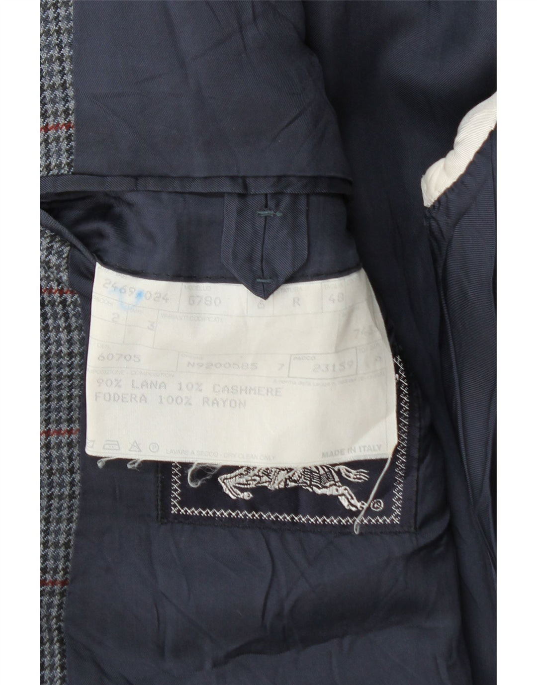 Męska marynarka Burberrys IT 48 Średni granatowy, wełniany pepitkę